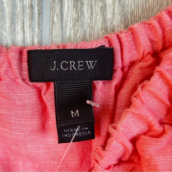 J. Crew Pink Cabana Linen Blend Ruffle Off-Shoulder Dress Size Medium - Picture 6 of 15